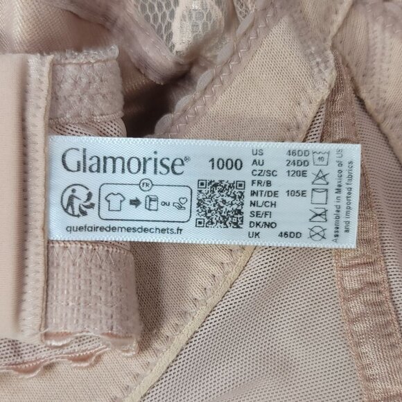 Glamorise Wire Free Bra Tan 46DD Wide Straps Full Cover Magiclift Unlined #1000 - Picture 8 of 9